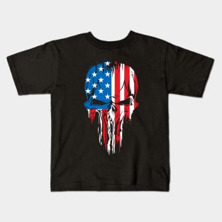 Skull USA flag Kids T-Shirt